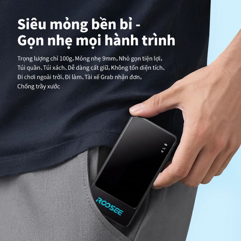 Bộ phát wifi 4G bỏ túi Roosee M800- không cần lắp sim, pin 5000mAh, ROOSEE mini app thao tác, ba nhà mạng chuyển đổi