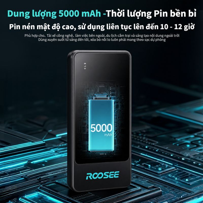Bộ phát wifi 4G bỏ túi Roosee M800- không cần lắp sim, pin 5000mAh, ROOSEE mini app thao tác, ba nhà mạng chuyển đổi