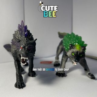 Set Mô hình động vật xuất xịn Sói đá hung hãn, Sói quỷ bóng đêm, Tê giác - Đồ chơi CUTE BEE