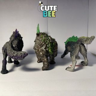 Set Mô hình động vật xuất xịn Sói đá hung hãn, Sói quỷ bóng đêm, Tê giác - Đồ chơi CUTE BEE