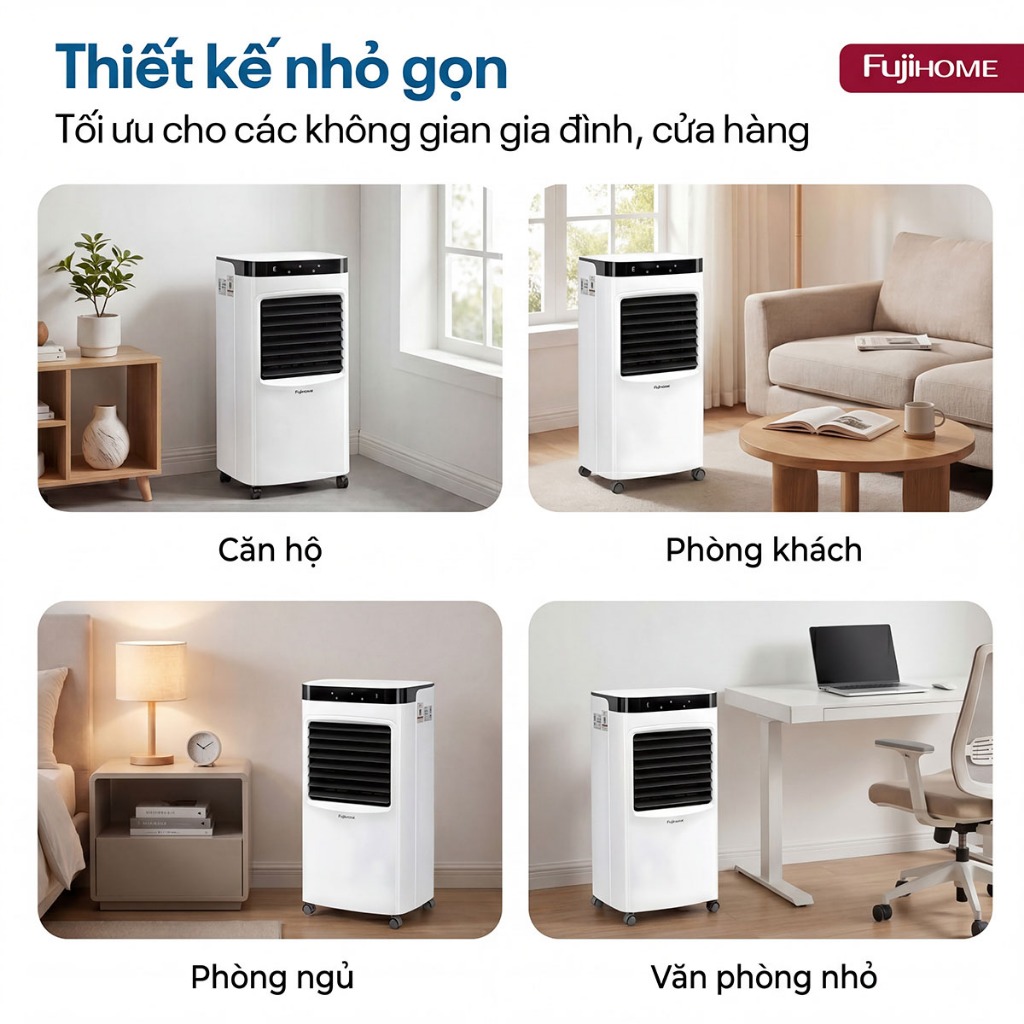 Máy làm mát không khí hơi nước Nhập Khẩu FUJIHOME AC-12, quạt điện cây điều hòa không khí phun sương