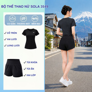 Bộ Tập Gym Nữ Cao Cấp Áo Thể Thao Tay Ngắn Quần Short Nữ Chạy Bộ Yoga Pickleball 3549