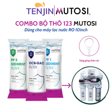 Combo 123 Lõi Lọc Nước Mutosi Giúp Loại Bỏ Các Tạp Chất Cặn Bẩn Chất Gây Mùi Dùng Cho Máy Lọc Nước RO Cốc10"