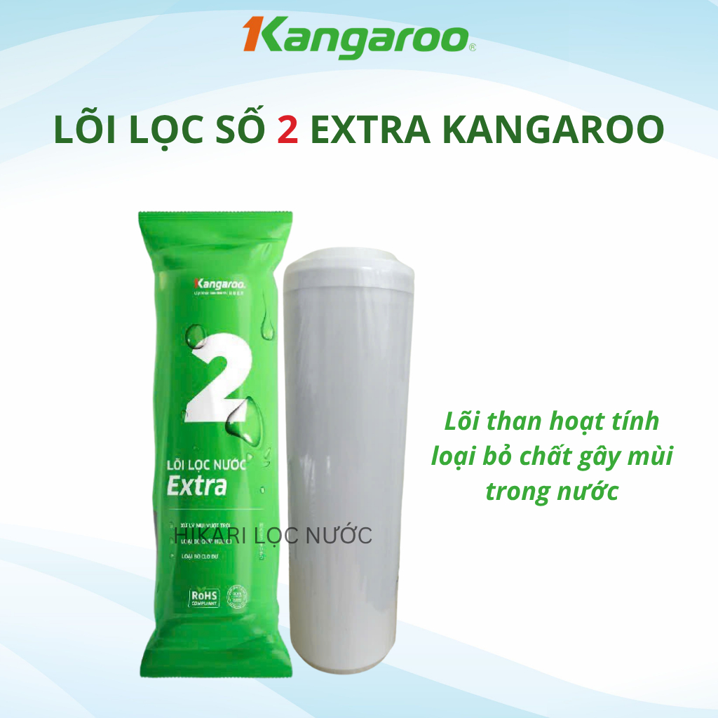 Lõi lọc thô số 2 Kangaroo Extra than hoạt tính chính hãng dùng cho máy loc nước RO có 3 cốc lọc thô 10Inch