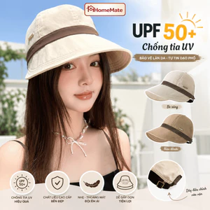 Mũ Bucket Nữ Vành Rộng Chống UV 99%, Nón Chống Nắng Phối Viền Hàn Quốc Form Đứng Thời Trang