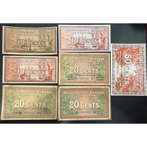 Set 7 tờ FI 10 10 10 20 20 20 50 Cents IDEO issues 1939 XF UNC