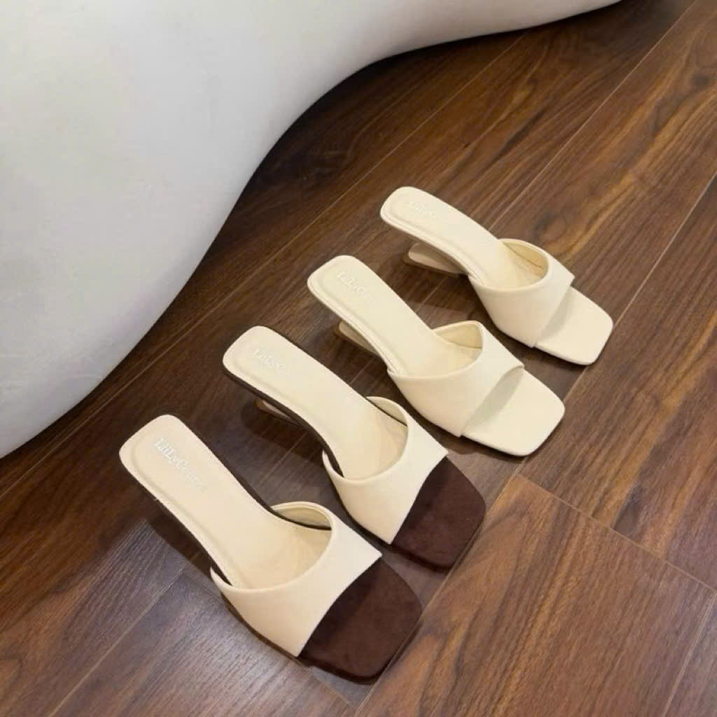 Dép Xuồng Nữ Mũi Vuông Gót 5cm Quai Bảng Mềm Êm Chân – Dép Đế Xuồng Kiểu Dáng Mới Thanh Lịch Dễ Phối Đồ