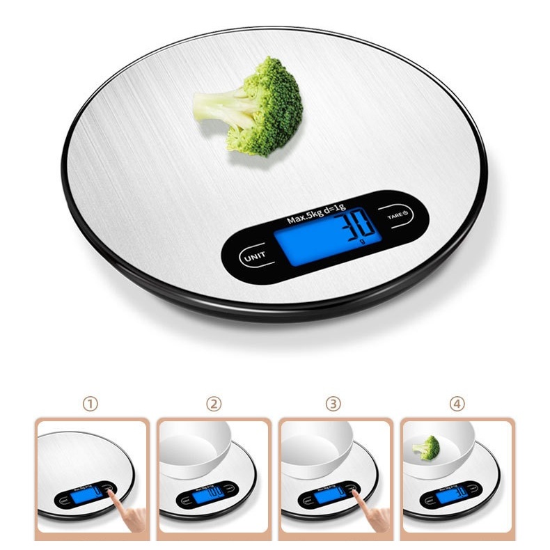 Cân tiểu li điện tử nhà bếp 3kg/0.1g - 5kg/1gr cảm ứng LCD 4 chế độ cao cấp, độ chính xác cao
