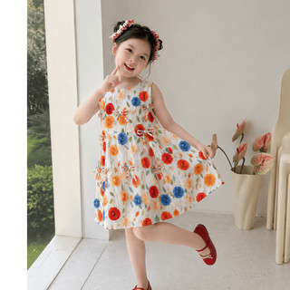 Váy cho bé gái xinh xắn mặc mùa hè, Váy hoa dáng xòe suông rộng đáng yêu, Váy ba lỗ mát mẻ mặc đi biển VB01- BIATON