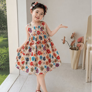 Váy cho bé gái xinh xắn mặc mùa hè, Váy hoa dáng xòe suông rộng đáng yêu, Váy ba lỗ mát mẻ mặc đi biển VB01- BIATON