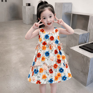 Váy cho bé gái xinh xắn mặc mùa hè, Váy hoa dáng xòe suông rộng đáng yêu, Váy ba lỗ mát mẻ mặc đi biển VB01- BIATON