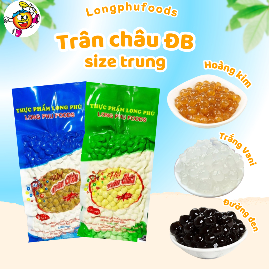 Trân Châu Đặc Biệt LONG PHÚ gói 1kg - Topping Nguyên Liệu Trà Sữa, Chè