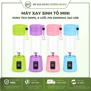 Máy xay sinh tố mini cầm tay 380ml 6 lưỡi pin 2000mAh sạc USB xay sinh tố tiện lợi