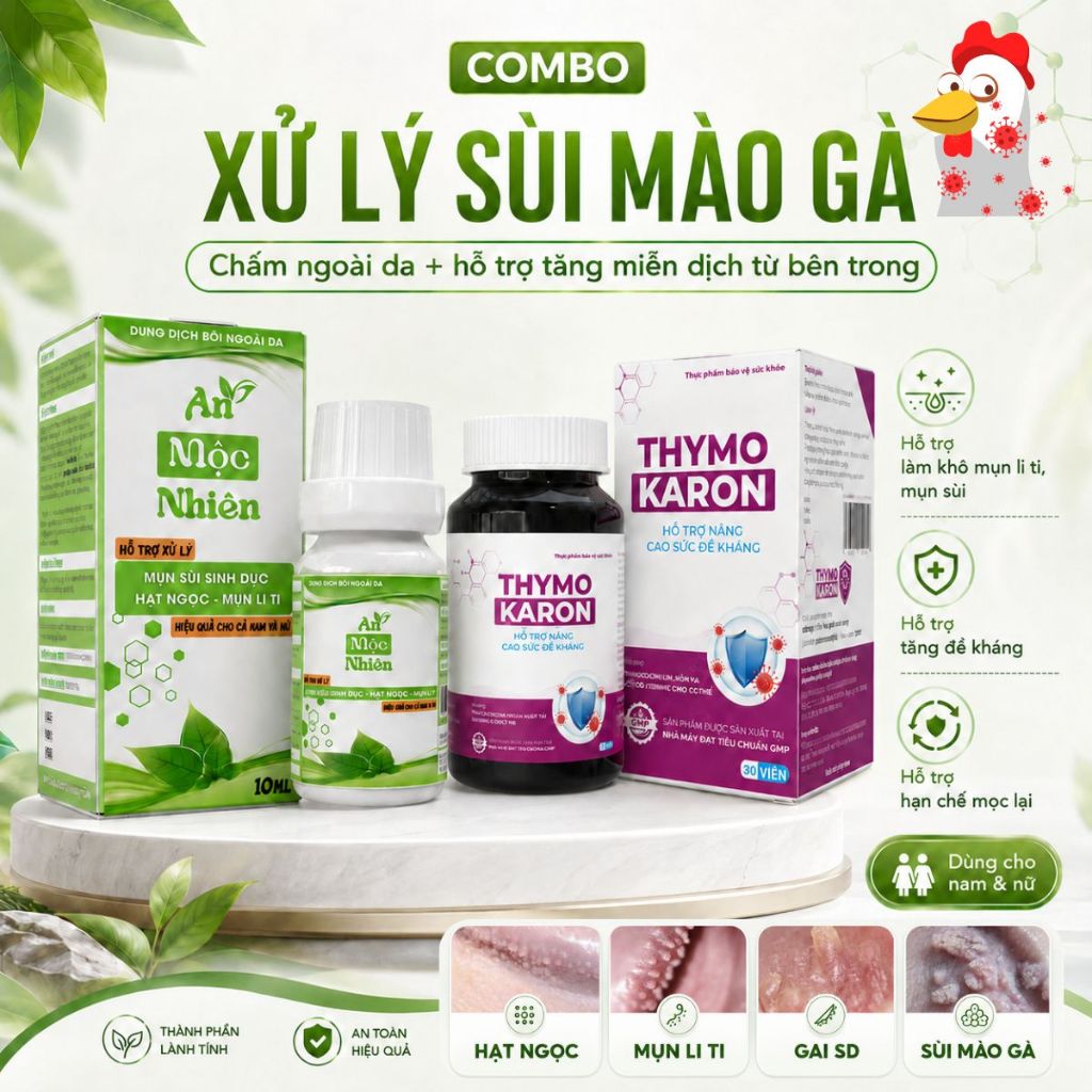 Combo Xử Lý Mụn Sùi Mào Gà Tại Nhà An Toàn, Kín Đáo [An Mộc Nhiên + THYMOKARON]