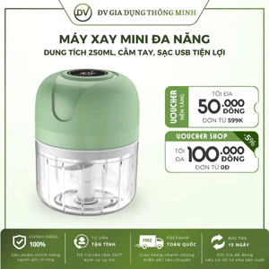 Máy xay mini đa năng 250ml cầm tay sạc USB xay tỏi ớt thịt rau củ nhanh gọn tiện lợi