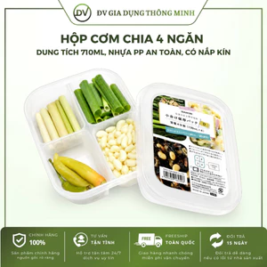 Hộp đựng thực phẩm chia 4 ngăn 710ml nhựa PP an toàn có nắp kín tiện dụng