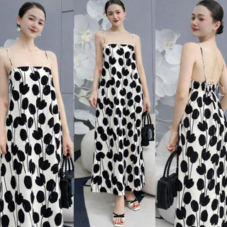 Váy maxi đi biển chụp ảnh dáng chữ A, Đầm suông dáng dài bằng vải cao cấp hoa nhí, Váy hoa nhí đi biển VD01 -BIATON