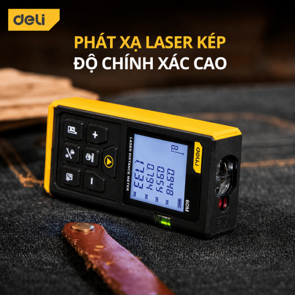 [HỎA TỐC] Thước Đo Khoảng Cách Laser Deli Chính Hãng Đa Năng Chính Xác Bỏ Túi Nhỏ Gọn Sai Số +-5mm