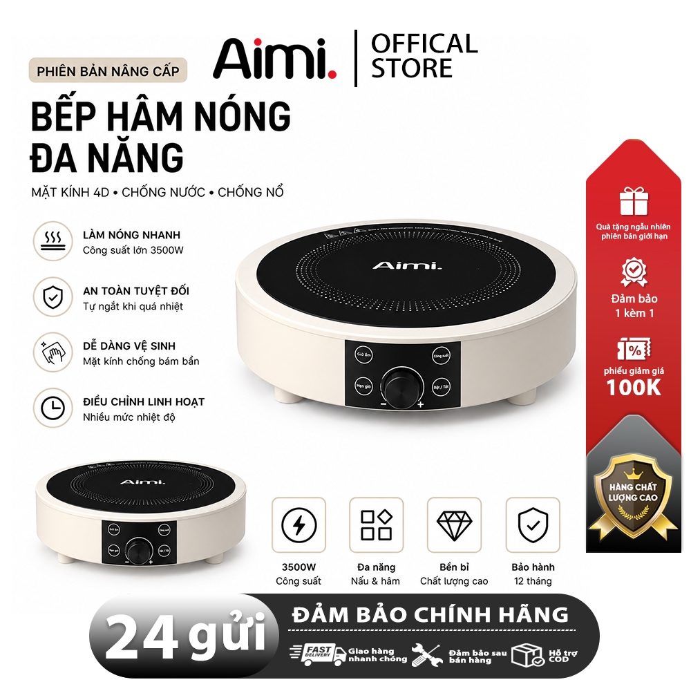 Bếp Hồng Ngoại Aimi đa Chức Năng Công Suất 3500w Không Kén Nồi, Không Bức Xạ, Tiết Kiệm điện,Hẹn Giờ
