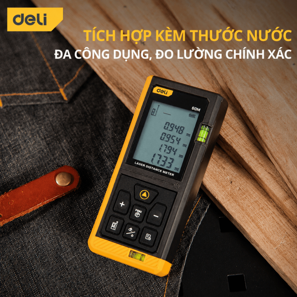 [HỎA TỐC] Thước Đo Khoảng Cách Laser Deli Chính Hãng Đa Năng Chính Xác Bỏ Túi Nhỏ Gọn Sai Số +-5mm