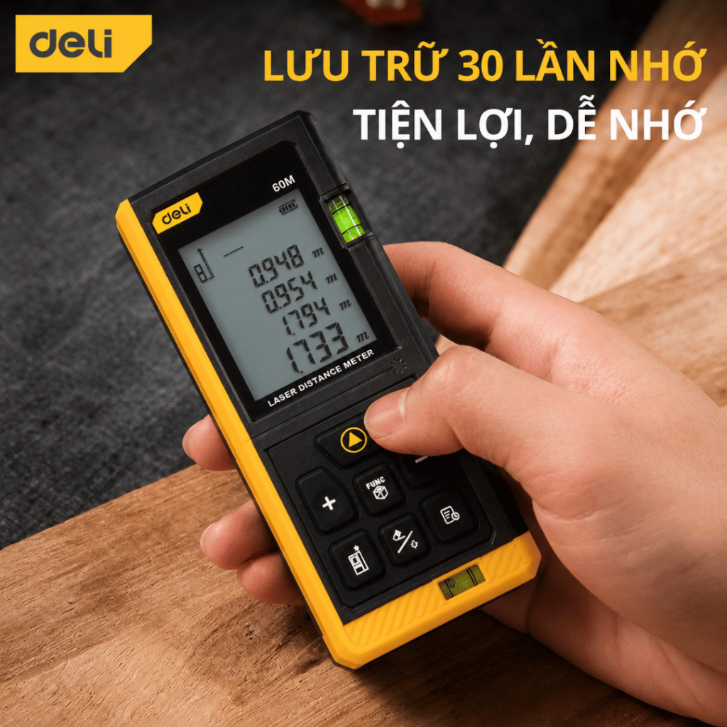 [HỎA TỐC] Thước Đo Khoảng Cách Laser Deli Chính Hãng Đa Năng Chính Xác Bỏ Túi Nhỏ Gọn Sai Số +-5mm