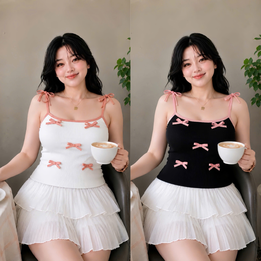 Áo Kiểu Croptop Bigsize Nữ,Áo Thun Dây Nơ Xnh Xắn Vải Dệt Kim Thun Gân Mềm Mại G157