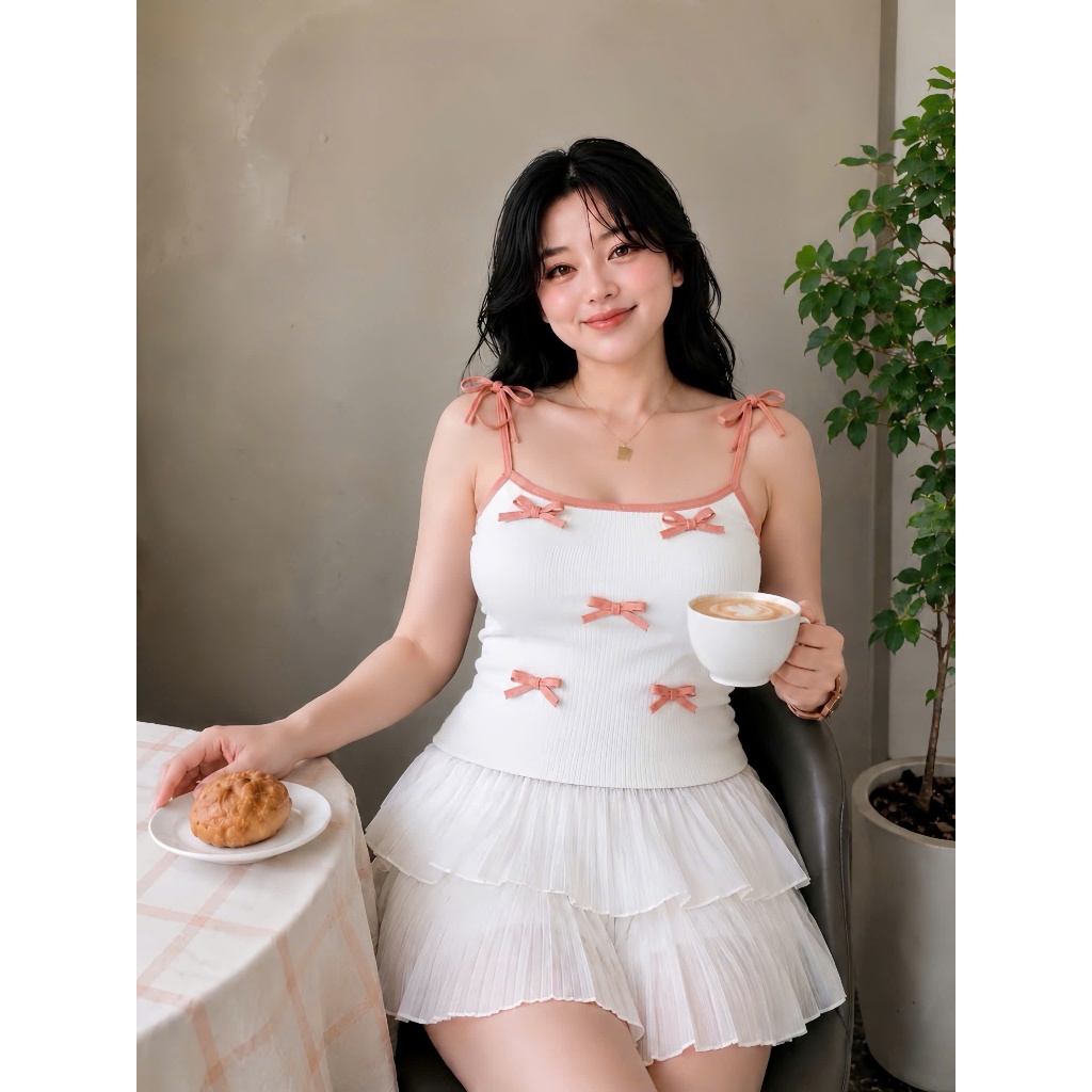 Áo Kiểu Croptop Bigsize Nữ,Áo Thun Dây Nơ Xnh Xắn Vải Dệt Kim Thun Gân Mềm Mại G157