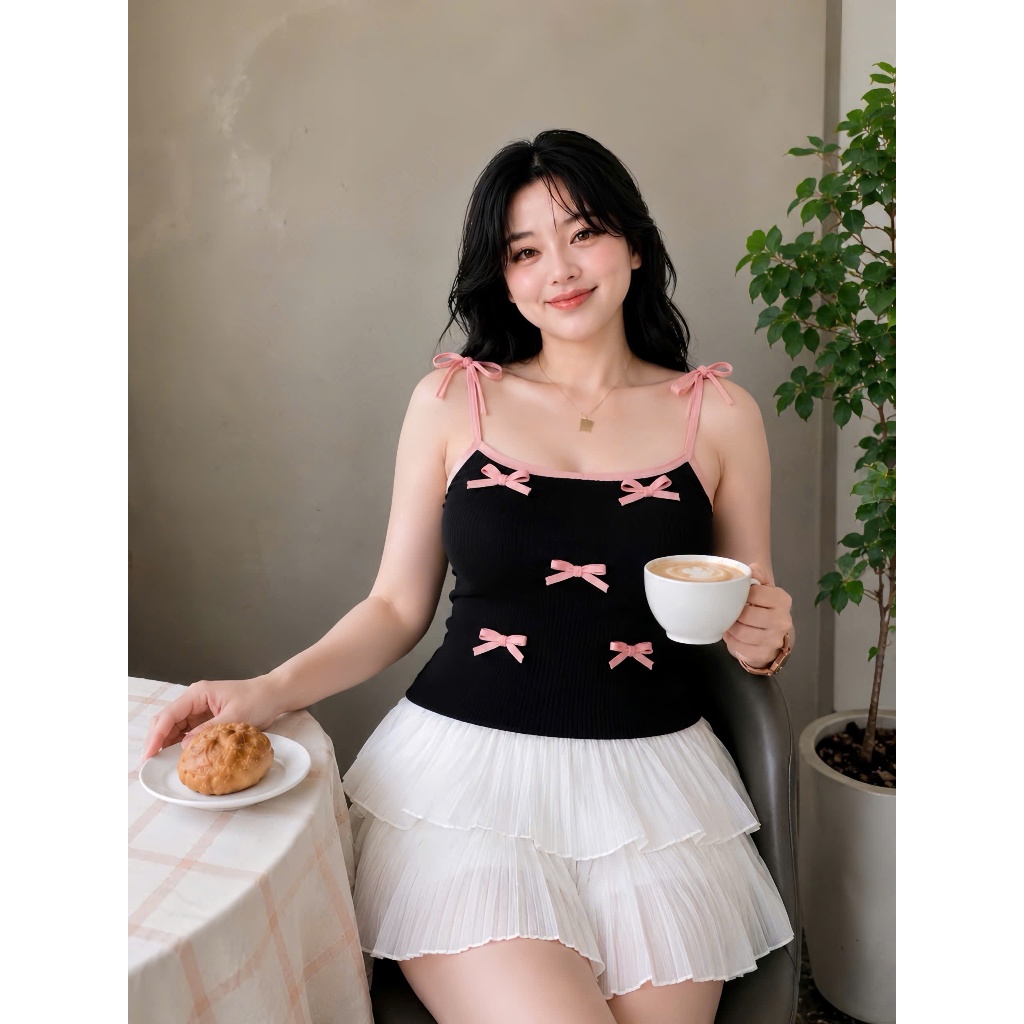 Áo Kiểu Croptop Bigsize Nữ,Áo Thun Dây Nơ Xnh Xắn Vải Dệt Kim Thun Gân Mềm Mại G157