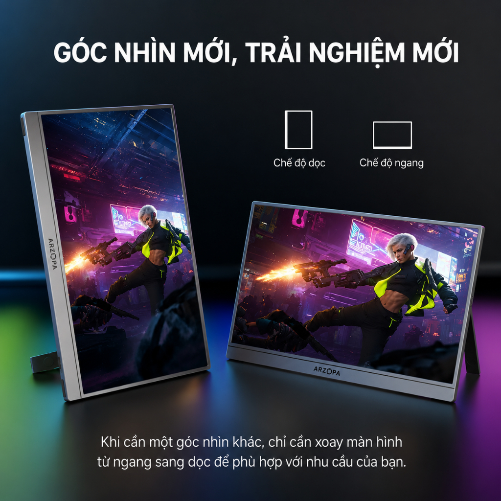 Màn Hình Di Động ARZOPA Z3FC 16.1" 2.5K 180Hz IPS | 107% sRGB | USB-C Mini HDMI | Chính Hãng | BigBuy360 - bigbuy360.vn