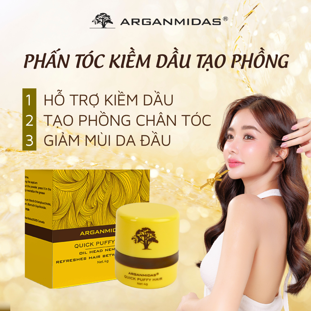 Phấn Tóc Kiềm Dầu Arganmidas 4g, Bột Tạo Phồng Chân Tóc, Giảm Bết Tóc, Tóc Bồng Bềnh Tức Thì | BigBuy360 - bigbuy360.vn