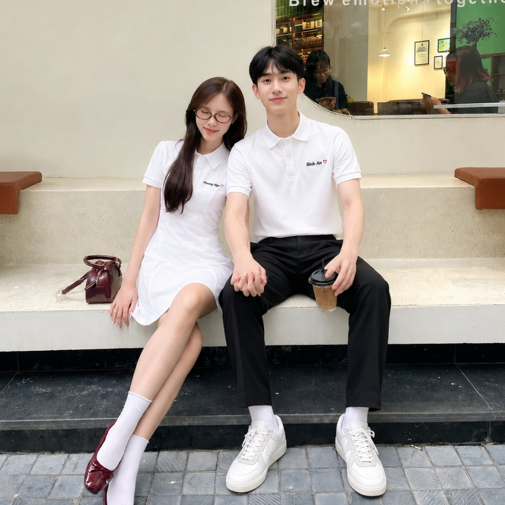 Áo polo nam váy polo nữ basic vải cotton, đồ đôi nam nữ thêu tên theo yêu cầu, Đồ cặp couple - LiLa