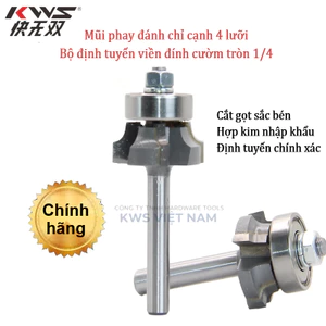 Mũi Phay Router Bit Đánh Chỉ Cạnh 1/4 Hợp Kim KWS – Bộ Định Tuyến Viền Đính Cườm Tròn MDF Plywood