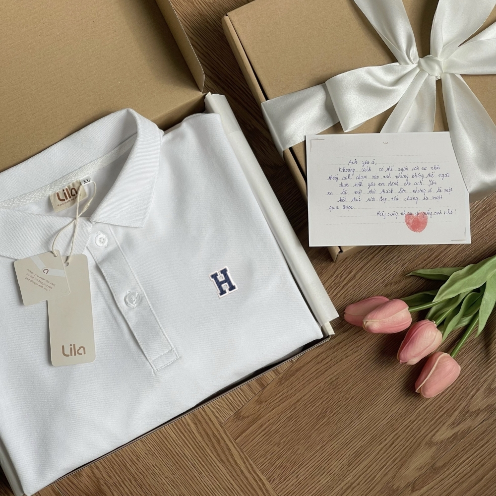 Áo polo đôi LILA thêu logo tên theo yêu cầu, vải cá sấu cotton cao cấp nhiều màu quà tặng nam nữ ý nghĩa