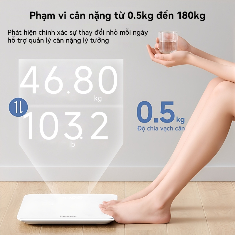 Cân sức khỏe gia đình xịn -  Lenovo Cân điện tử có thể sạc được (Ko cần mua pin) - Bền tốt, độ chính xác cao của