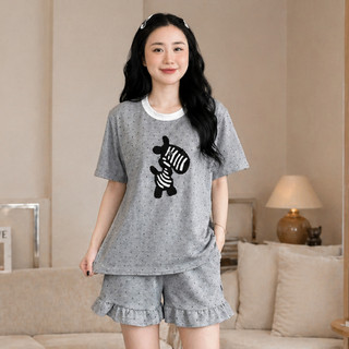 Bộ đồ ngủ nữ dễ thương áo thun quần short bèo – Đồ mặc nhà nữ mềm mát, thoải mái