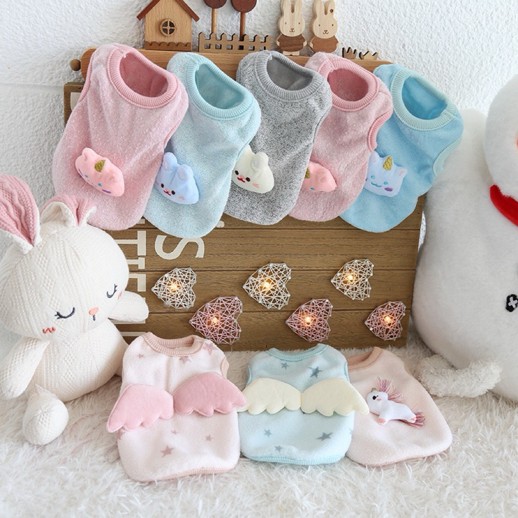 Áo Thú Cưng Size Siêu Nhỏ Dành Cho Cún Con & Mèo Con - Áo Lông Cừu Ấp Áp Mềm Mịn Đính Thú Nhồi Bông Petstyle