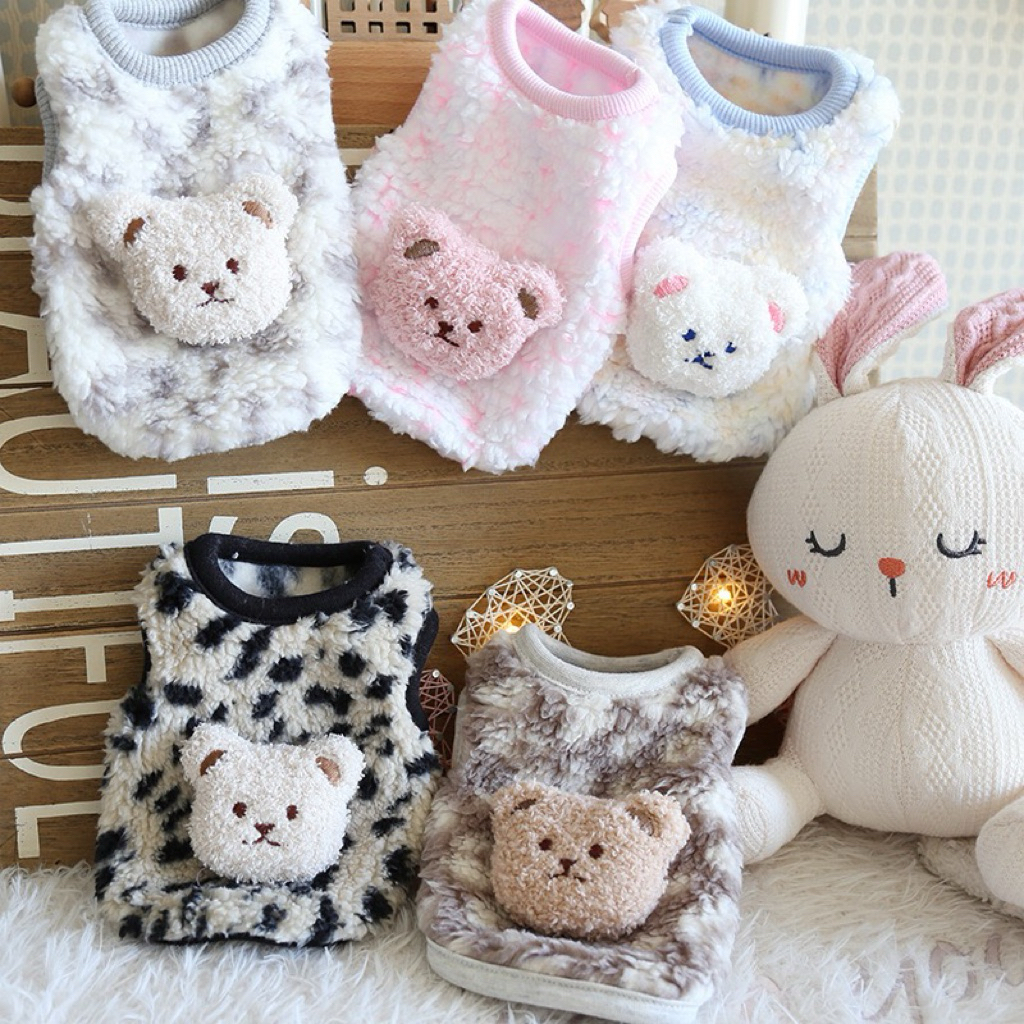 Áo Thú Cưng Size Siêu Nhỏ Dành Cho Cún Con & Mèo Con - Áo Lông Cừu Ấp Áp Mềm Mịn Đính Thú Nhồi Bông Petstyle