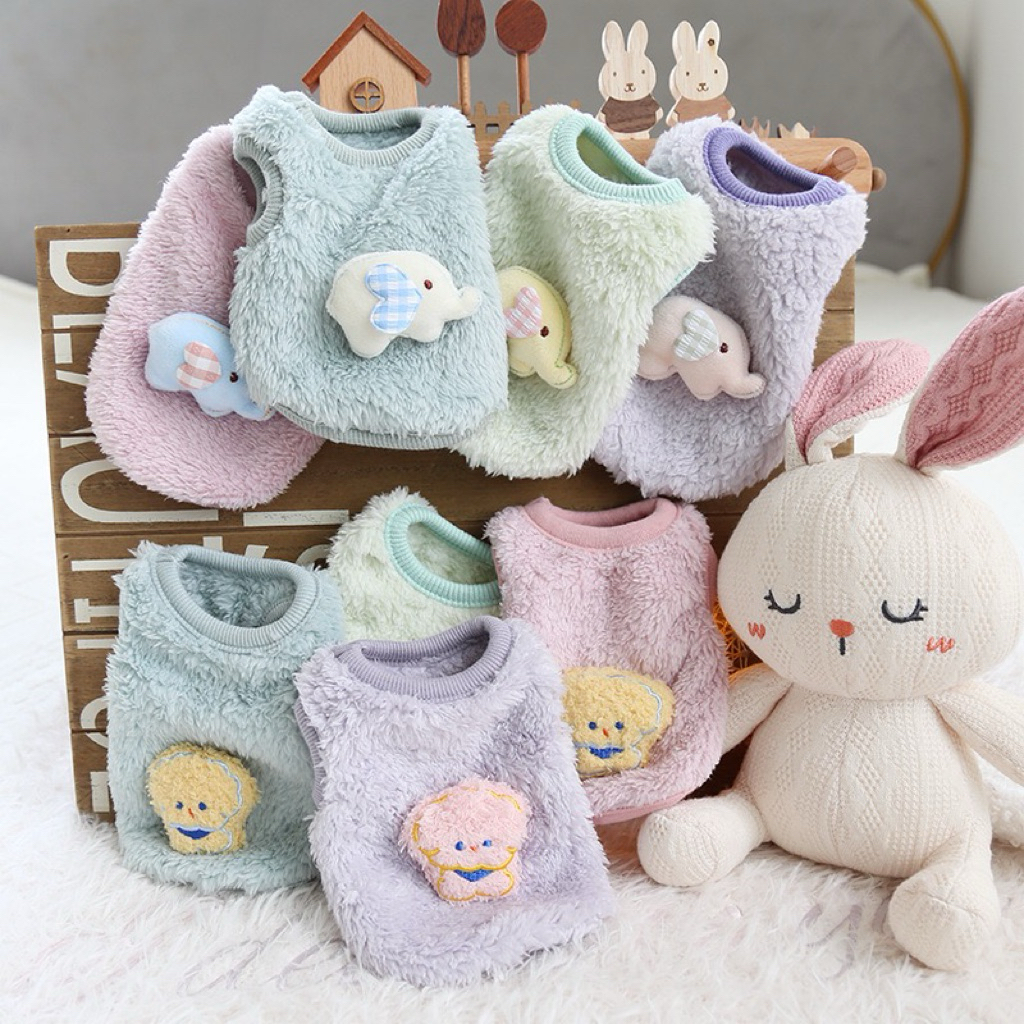 Áo Thú Cưng Size Siêu Nhỏ Dành Cho Cún Con & Mèo Con - Áo Lông Cừu Ấp Áp Mềm Mịn Đính Thú Nhồi Bông Petstyle