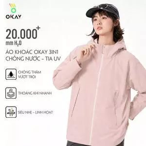 Áo Khoác Chống Nước OKAY 20K Nam Nữ – Hồng Pastel, Chống UV UPF50+, Nhẹ Thoáng, Áo Khoác Daily
