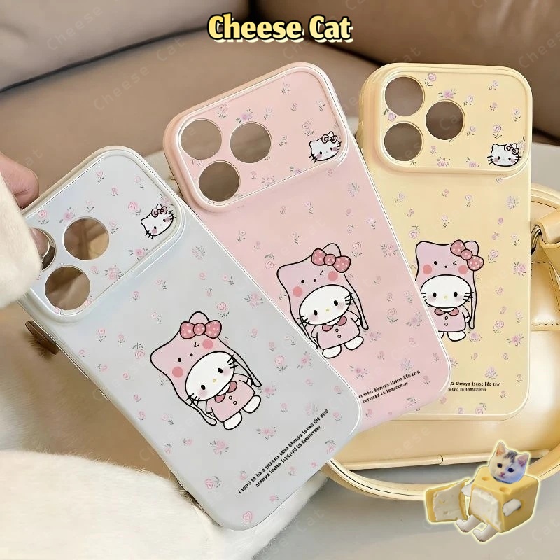 Hoa Kitty cho iPhone 17 Pro Max 11 12 13 14 15 16 Plus Hình trái tim ở cạnh bên của ốp điện thoại dành