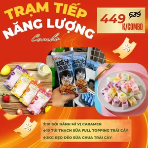 Combo Siêu Khủng: Bánh Mì Caramen + Thạch Sữa Trái Cây + Kẹo Dẻo Sữa Chua