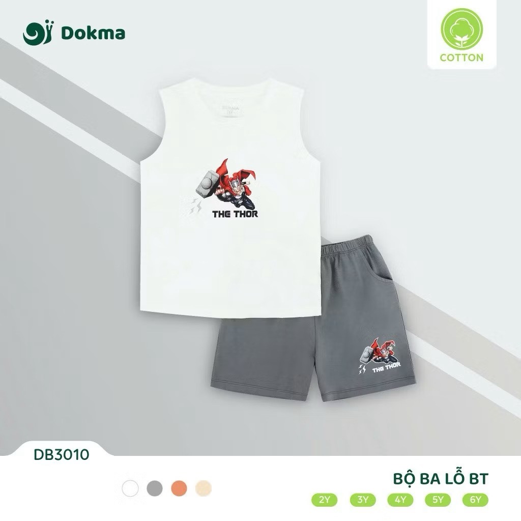 (11-22kg, 2-6Y) Bộ Ba Lỗ, Sát Nách Bé Trai Dokma DB2720 DB3010