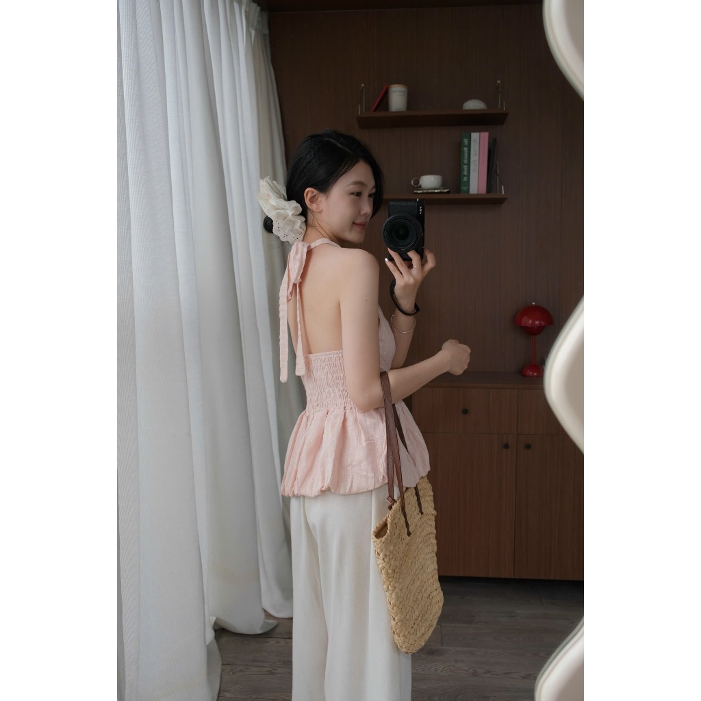 Adela Top (TSW) Áo cổ yêm chấm bi xòe phồng Nữ the.sweaterweather