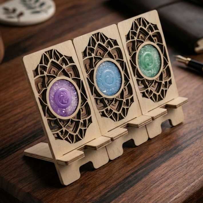 Giá Đỡ Điện Thoại Bằng Gỗ Sang Trọng, Hoạ Tiết Mandala – Gác Điện Thoại Decor Bàn Làm Việc Tinh Tế