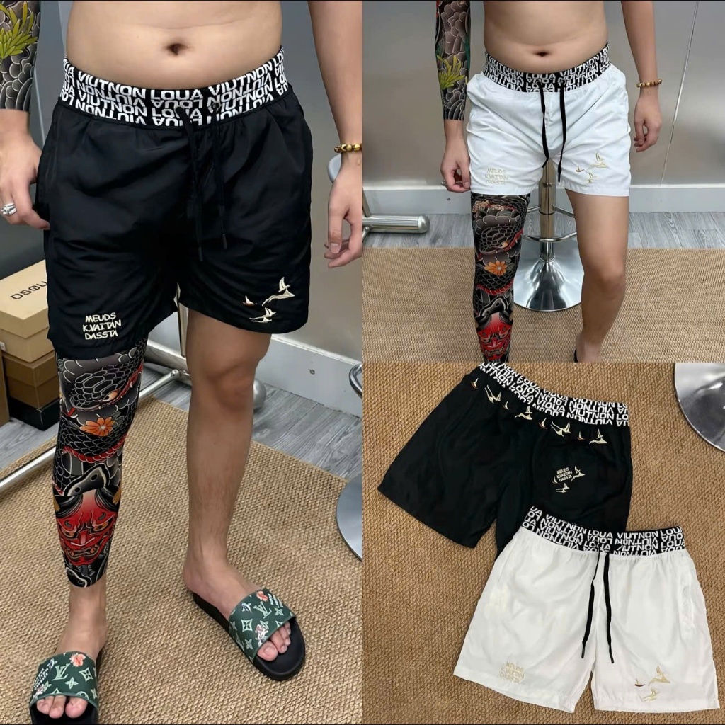 Quần Short Gió 010 Hoạ Tiết Thêu Quanh Quần Sắc Nét Cạp Dệt Sắc Nét Túi Mix Khoá 010