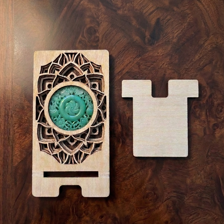 Giá Đỡ Điện Thoại Bằng Gỗ Sang Trọng, Hoạ Tiết Mandala – Gác Điện Thoại Decor Bàn Làm Việc Tinh Tế