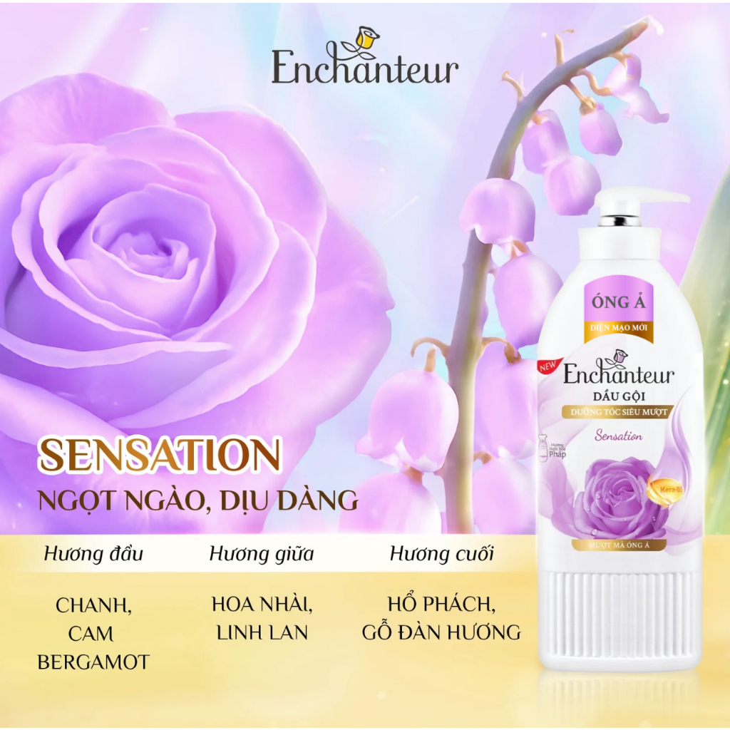 [GIÁ DÙNG THỬ] Combo Dầu gội Enchanteur dưỡng tóc mượt thơm lâu 600g và Dầu xả Phục Hồi Sức Sống 550g