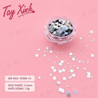 Hạt Kim Tuyến Nail Bạc Cao Cấp | Charm Sao Tim Tròn Trang Trí Móng | Phụ Kiện Nail Tay Xinh