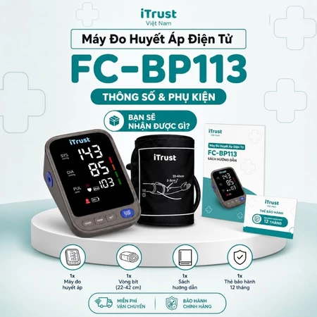 Máy đo huyết áp bắp tay ITrust BP113 màn hình led lớn,giọng nói tiếng việt,bảo hành 5năm