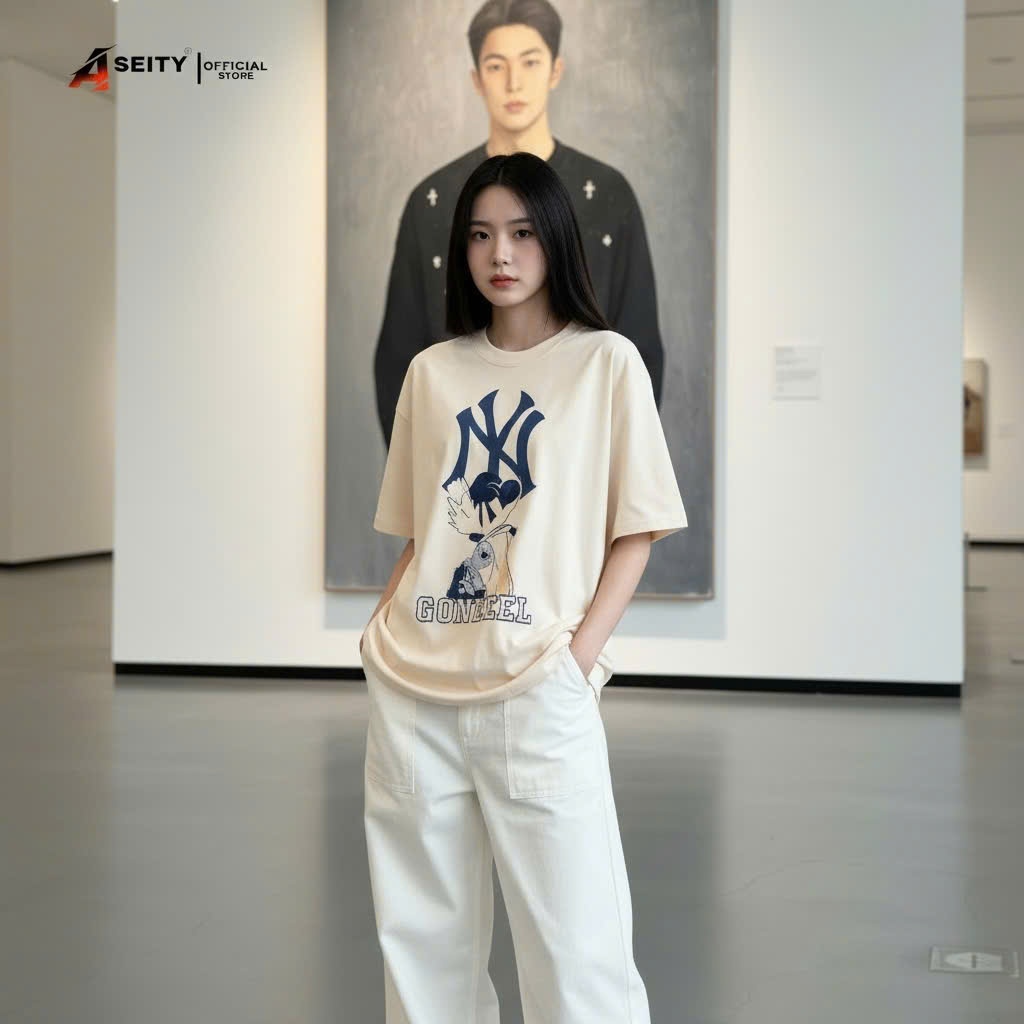Áo thun MLB  form unisex nam nữ - hàng quảng châu cao cấp - 100% cotton - ny hàng xịn,giá hời